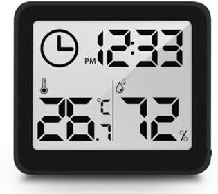 Uplift Treasures Digital Desk Wall Clock With Temperature And Humidity Display black (with Battery)