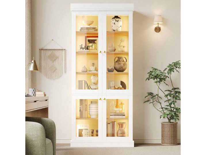 Vitrine haute blanche moderne avec éclairage LED
