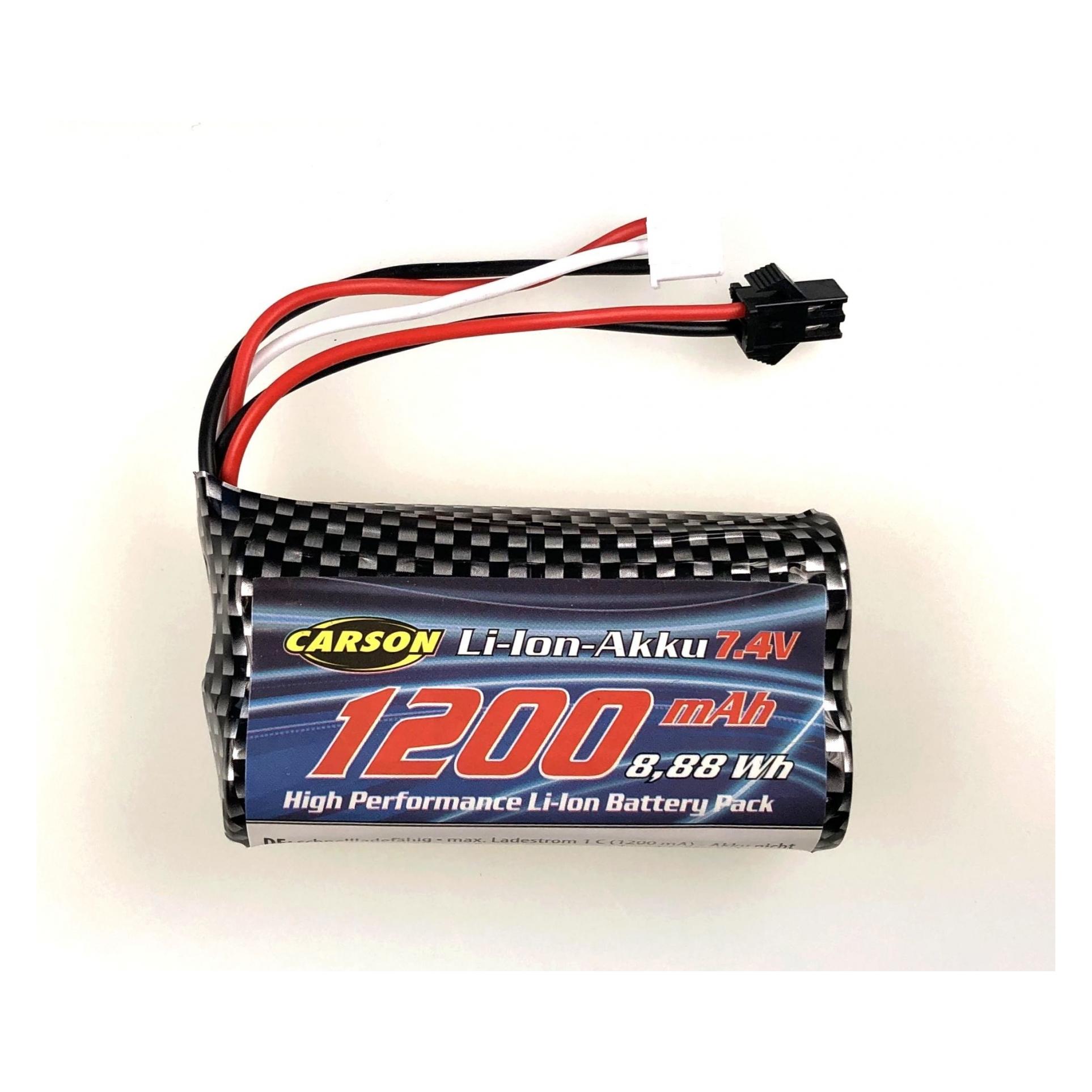 Carson 7,4V/1200mAh LiION Akku : 404219/20 JST (1200 mAh, 7.40 V) (500608237)
