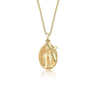 Kette mit Anhänger ELLI "Kreuz Marienbild Glaube Religion 925 Silber" Gr. 45, gold, Halsketten, Damen, 45, ohne Stein, Silber 925 (Sterlingsilber), L: 45