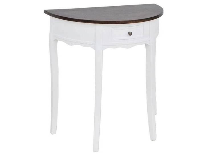 Table d'Appoint rustique - VIDAXL - TOP Table console - support 20 kg - avec tiroir - et dessus de table - marron demi- ronde &&4820