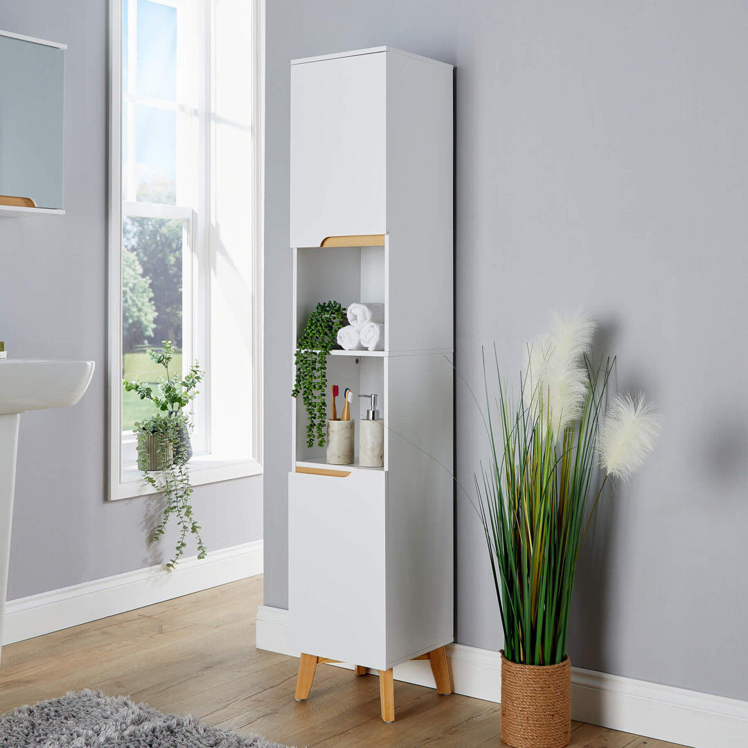 Zipcode Design™ Florence 2 Door Freestanding Tall Bathroom Cabinet White 160cm H X 30cm W X 30cm D