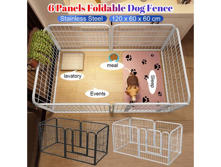 120x60x60cm clôture pour chien parc 6 panneaux pliable Cage d'exercice pour animaux de compagnie en acier inoxydable grand chenil chien chat lapin clôture d'exercice pour animaux de compagnie