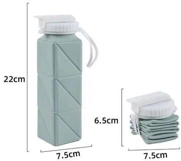 Inspire Curations 620ml Collapsible Silicone Water Bottle With Straw Lid Leakproof BPA Free Travel Bottle green