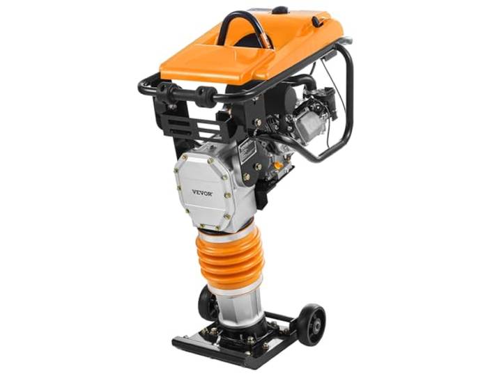 VEVOR Pilonneuse vibrante\, 6\,5 CV\, pilon vibrant\, force d'impact 253 kgf/cm²\, profondeur de compactage max. 66 cm\, moteur à essence 196 cm³\, pour sol\, gravier\, semelles\, dalles de béton et fondations