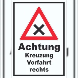 HB-Druck Schild Achtung Kreuzung Vorfahrt rechts A3 (297x420mm)