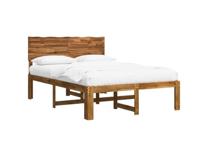 KTHLBRH Doppelbett mit Kopfteil ROSTOCK und 160 x 200 cm Massives Akazienholz, Doppelkanten und fester Lattenrost, integriertes Kopfteil, moderner Stil