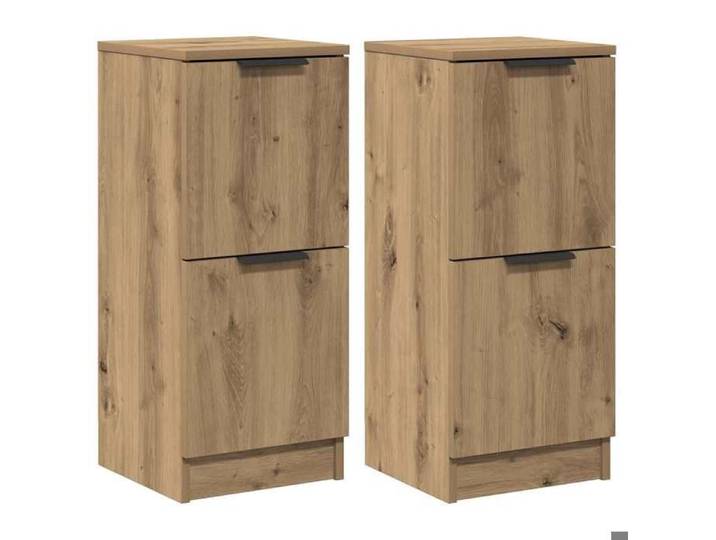 Buffet en bois d'ingénierie - vidaxl - Lot de 2 - Chêne artisanal - 30x30x70 cm - Brun - Porte(s) et tiroir(s)