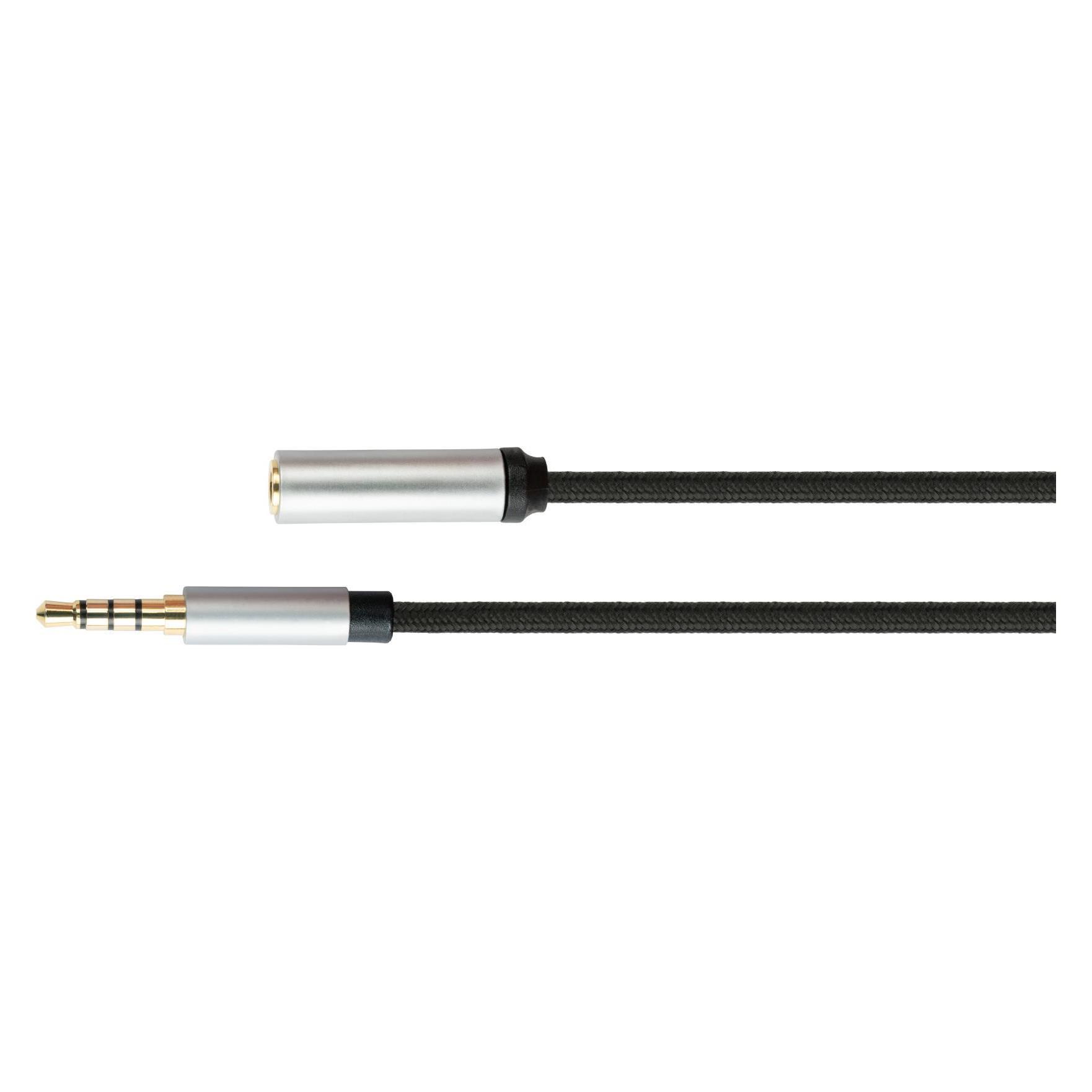 Python Audio Verlängerungskabel High-Quality, 4-poliger 3,5mm Klinkenstecker an Klinkenbuchse, Textilmantel (3 m) (GC-M0240)