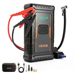 VEVOR Starthilfe Powerbank mit Luftkompressor 1600 A Spitzenleistung für 6,0-L-Benzin- / 3,0-L-Dieselmotoren, 150 psi Reifendruck, Automatische Abschaltung, 12-V-Ladegerät und LED-Taschenlampe