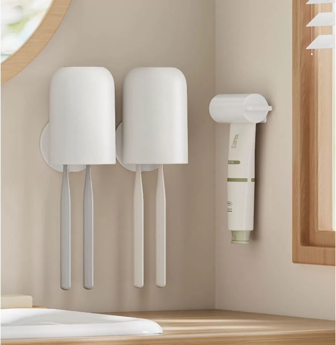 INF 2er-Pack Zahnpasta-Quetscher-Spender - Wandmontage, ohne Bohren