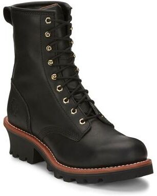 "Chippewa Boot Baldor 8"" Steel Toe Logger - Mens 12 Black Boot W"