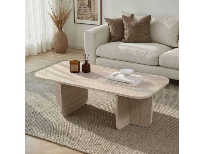 Table basse Dmora effet marbre blanc 120x60x41h cm