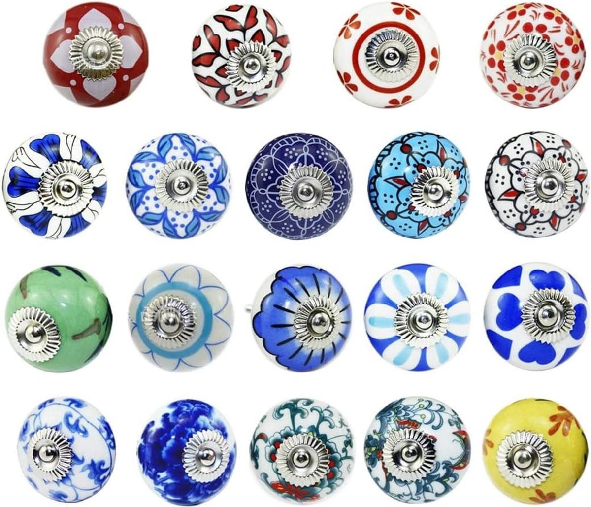 Meubelknop Keramiek in Antiek Porselein Stijl - Doorsnede: 40 mm