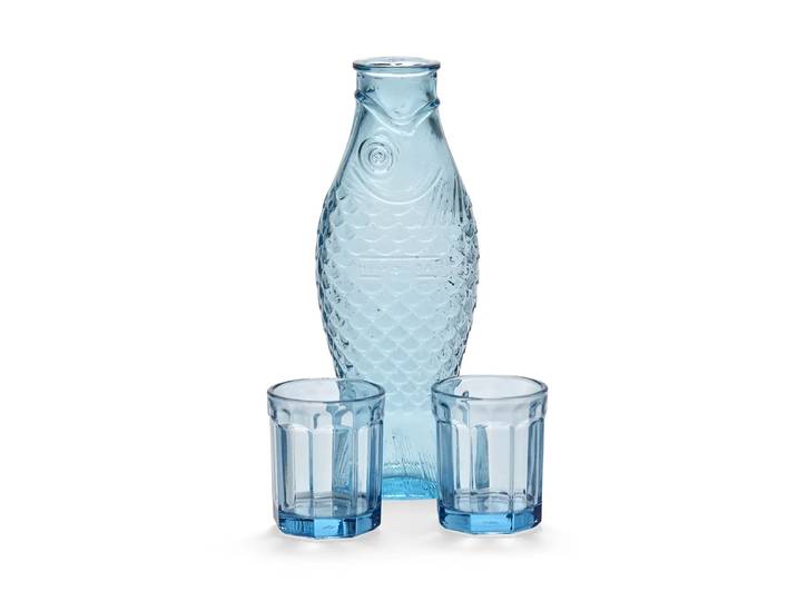 Serax - Fish & Fish Set Karaffe + 2 Gläser M, blau