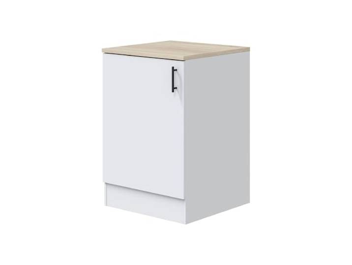 Dmora - Schrank 1 Tür Fombio, Vertikaler Schrank, Aufbewahrungsmodul, Kompakte Küchenbasis, 60x60 h90 cm, Weiß und Eiche