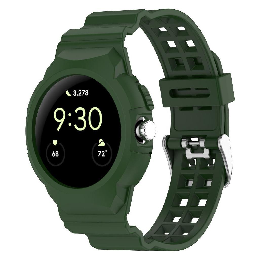 Techsuit - Watchband (W065) - Google Pixel Watch / Watch 2 / Watch 3 41mm - Green (Silicone) (56361541)