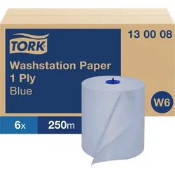 Tork Standard-Papierwischtücher Blau W6, Papierrolle, 6 × 250 m, 130008