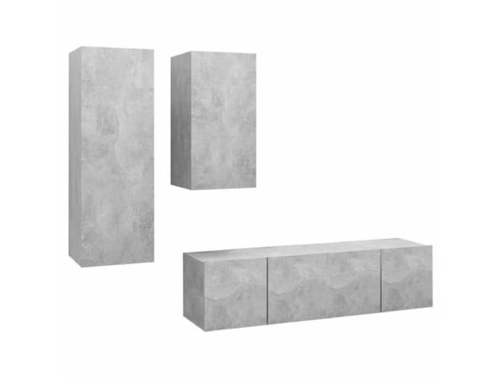 KUPTYERFG 4-TLG. TV-Schrank-Set Wandmontage Betongrau Holzwerkstoff Wandhängendes Lowboard Set in Betongrau aus Holzwerkstoff für Wohnzimmer und Schlafzimmer mit viel Stauraum.