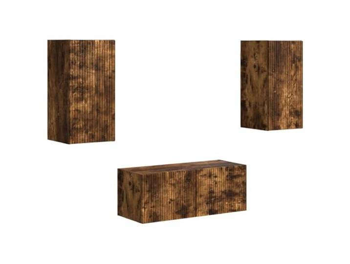 Roanoer TV-Schrank Set 6-teilig Hängeboard Geräucherte Eiche Wandhängendes Schranksystem für Wohnzimmer und Heimkino: Spart Bodenfläche und schafft aufgeräumte Multimedia-Bereiche.
