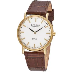 Regent F-1572 Damenuhr Quarz Braun/Goldfarben