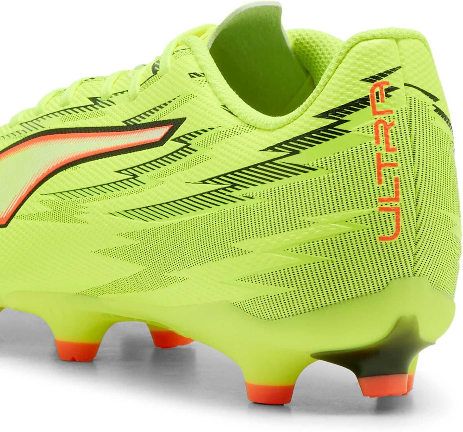Fussballschuh PUMA "ULTRA 6 PLAY FG/AG", Gr. 45, Textil, grün (gelb alert, puma schwarz, glowing rot, lime squeeze), Synthetik, Schuhe Fussballschuh, für Rasen- und Kunstrasenplätze, mit Nockenprofil gelb alert, puma schwarz, glowing rot, lime squeeze 45,