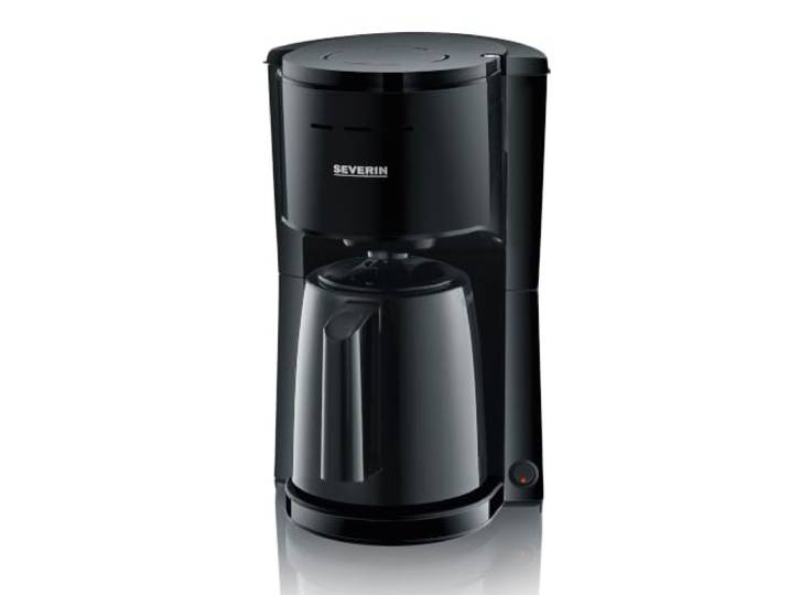Severin Filterkaffeemaschine mit Thermokanne, Kaffeemaschine für bis zu 8 Tassen, ansprechende Filtermaschine mit Isolierkanne, Single, schwarz, 1 Liter, KA 9306