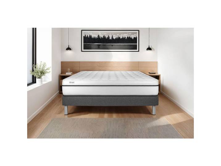 Ensemble Matelas Sommier 180x220 cm - Sommier Gris (en kit) - Vital Spa Gris