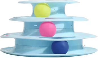 Inspire Curations SpinPaws Interactive 3 Tier Cat Track Tower Toy three Layers Blue