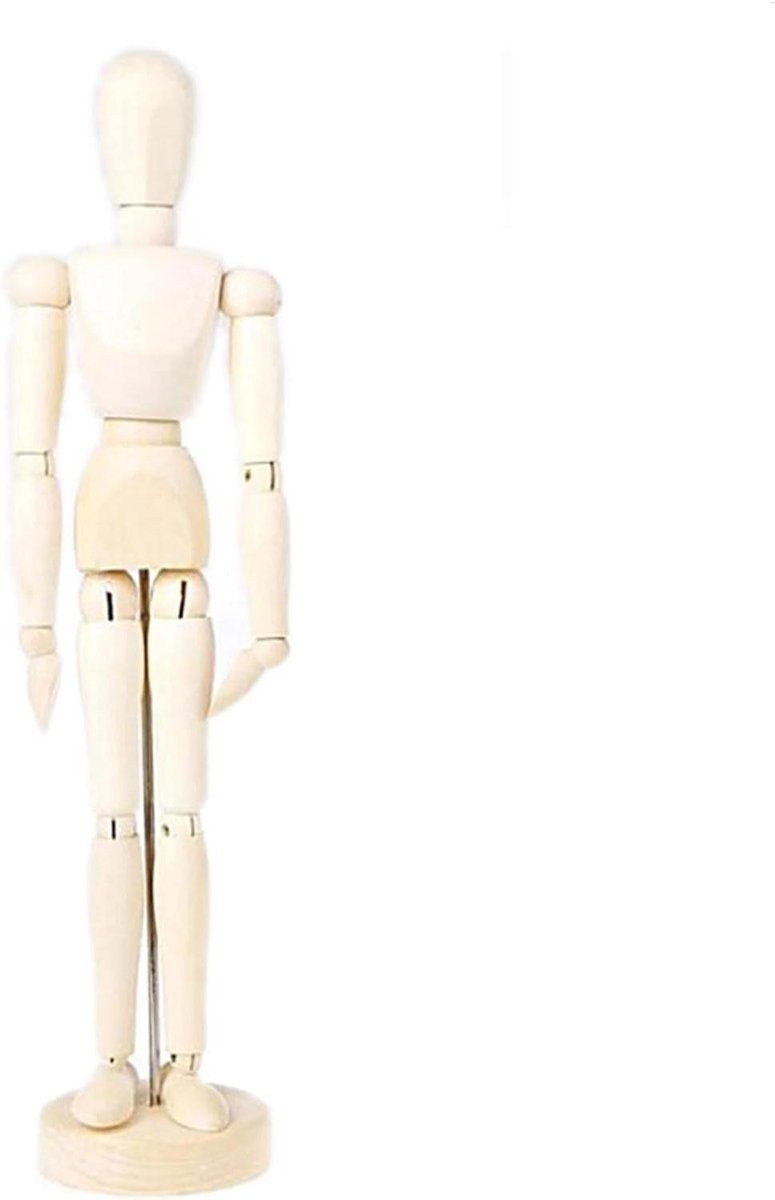 Houten Mannequin Pop voor kunstenaars met flexibele gewrichten, 8 inch, houtkleurig