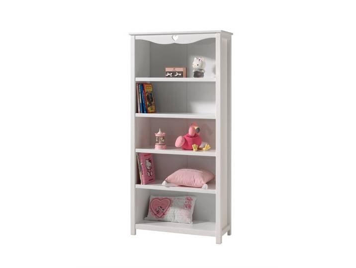 58 aufm Kessel Regal Standregal Kamila 90x40x190 Kinderzimmerregal MDF Weiß, inkl. Versand, Regal mit 5 Fächern, Rahmenoptik und herzförmigem Ausschnitten