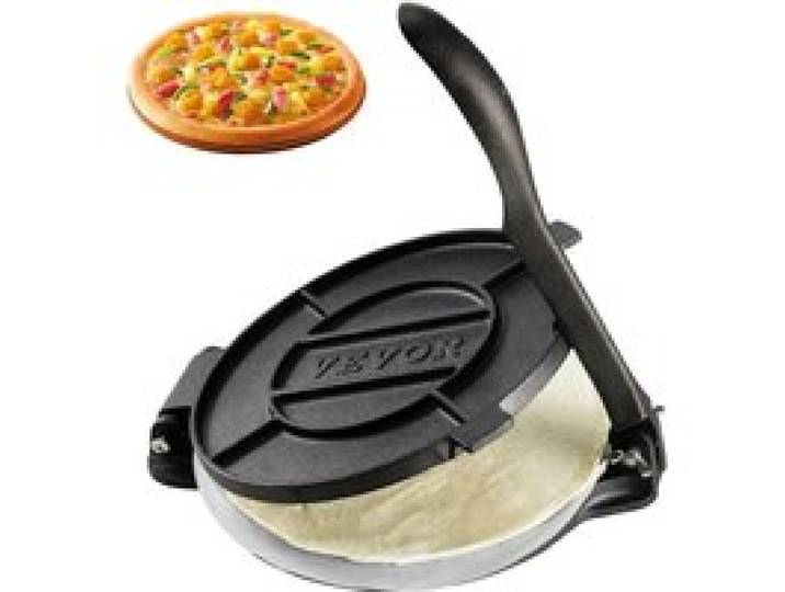 VEVOR Tortilla-Presse, 20 cm Taco Presse, Robuste Gusseisen-Tortilladora-Presse, Vorgewürzte Tortilla Maker Tortilla Hersteller mit 100 Stk. Pergamentpapier, Teigmaschine für Mehl-Tortilla, Schwarz
