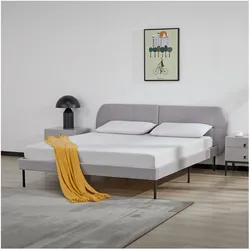 En.Casa, Bett, Polsterbett Porvoo Textil 160x200 cm Grau (160 x 200 cm)