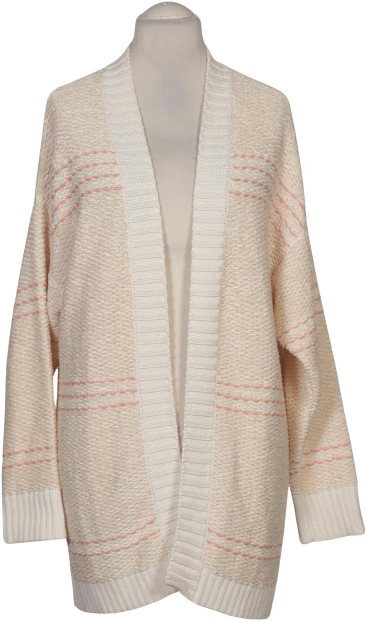 Karl by Karl Lagerfeld Damen Strickjacke, Cremeweiß, Gr. L, Leinen / Synthetik / Baumwolle - Second Hand