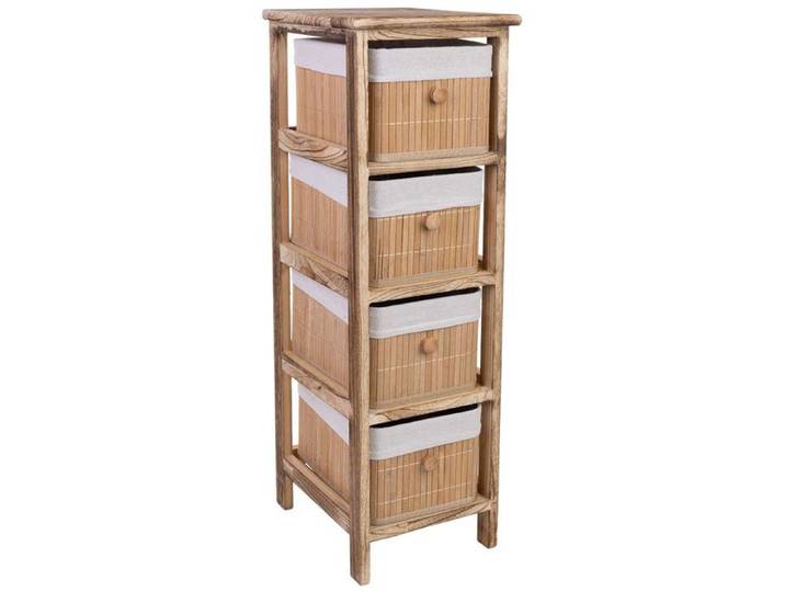 Chiffonnier bois marron 4 tiroirs bambou 26x32x81 cm