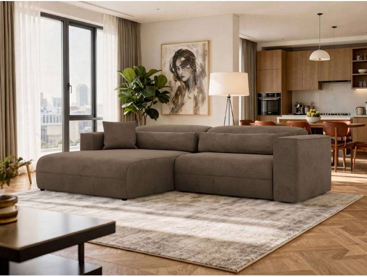 MKS MÖBEL Ecksofa PAZURRO L, Wellenfeder, lose Kissen, L-form Wohnlandschaft, Seitenauswahl, Ecksofa Breite 288 cm