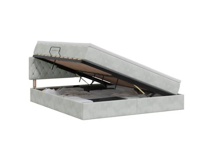 KTHLBRH Bett mit Stauraum, hellgrau, 180 x 200 cm, Samt Hydraulisches Heben, Platz unter Matratze, Samtbezug, quadratische Griffe, minimalistisches Design, Schlafzimmer