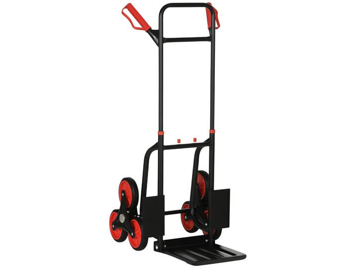 ComfortXL Sackkarre De-09186 Treppensteiger mit 6 Rädern, klappbar Schwarz, Metall, 45x109x60 cm, Freizeit & Co, Heimwerken, Werkzeug, Handwerkzeug