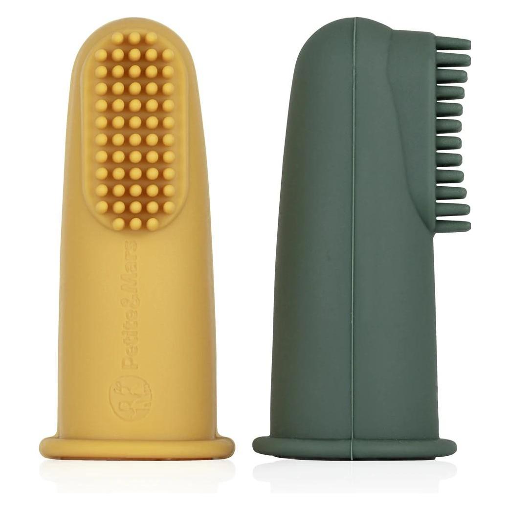 Petite&Mars Finger Toothbrush Ochre & Green 0 Months 2 Pieces (2x) (62022929)