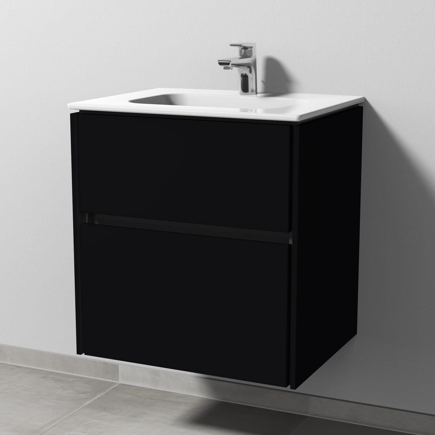 Sanipa Twiga Keramikwaschtisch Design 60 cm mit Unterschrank, 2 Auszüge