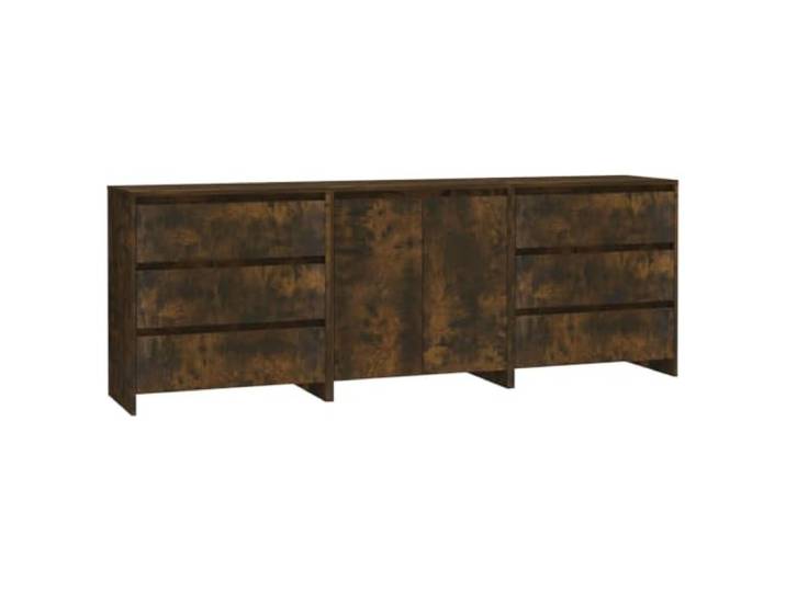 KGFHERENB 3-tlg. Sideboard Set Räuchereiche Holzwerkstoff Kommode Schrank Vielseitiges Beistellschrank Set für Wohnzimmer und Flur mit geräumigen Schubladen sowie praktischen Fächern.