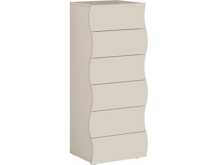 Kommode HOME AFFAIRE Onda Schubladenschrank, Kommodenschrank, mit 6 Schubladen , beige (kaschmir), B:50cm H:121,5cm T:40cm, Holzwerkstoff, Sideboards, Kommode, Elegante Kommode mit Wellenfront in Kaschmir matt, Made in Italy