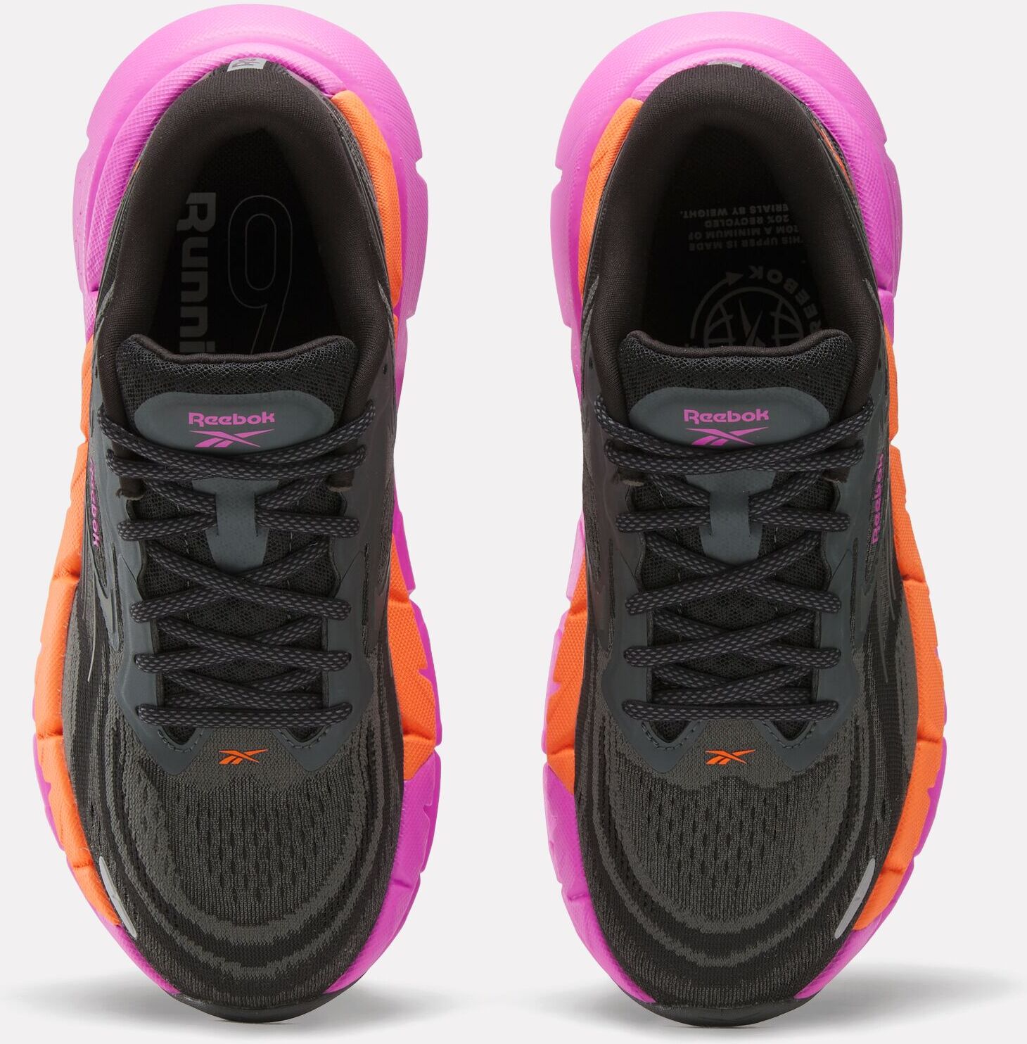 Laufschuh REEBOK "FLOATZIG DOUBLE", Damen, Gr. 38,5, atmungsaktiv, schwarz, grau, virtual pink, Synthetik, Textil, Schuhe Laufschuh, maximalen Komfort und maximale Energierückgabe schwarz, grau, virtual pink 38,5, atmungsaktiv