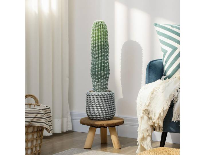 HOMCOM Cactus Artificiel 66cm avec Pot Vert Décor Intérieur