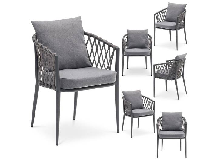 GARTENSTÜHLE SUNNY 6er-Set grau, schwarz