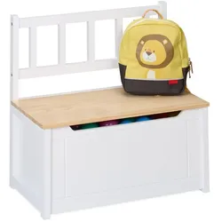 Relaxdays Kinderbank mit Stauraum Weiß,Hellbraun