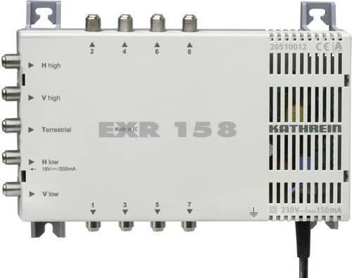 Kathrein EXR 158 SAT Multischalter Eingänge (Multischalter): 5 (4 SAT/1 terrestrisch) Teilnehmer-Anzahl: 8