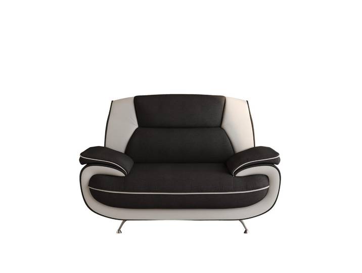 Kaiser Möbel Sessel, Stoff Kronos, Schwarz + Weiß, Palermo, Holz, 128x89x87 cm, Wohnzimmer, Sessel, Polstersessel