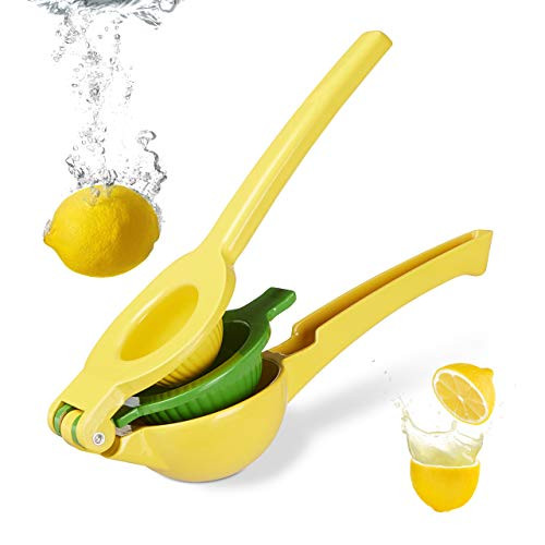 Relaxdays Citruspers handmatig 2 in 1, geel en groen, vaatwasserbestendig