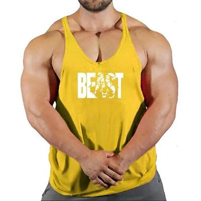 Herren Grafik Buchstabe Workout-Tanktop Lauf-Tanktop Fitness-Tanktop Ärmellos Oberteil Sommer Schnelltrocknend Feuchtigkeitsableitend Fitnesstraining Aktives Training Übung Sportbekleidung